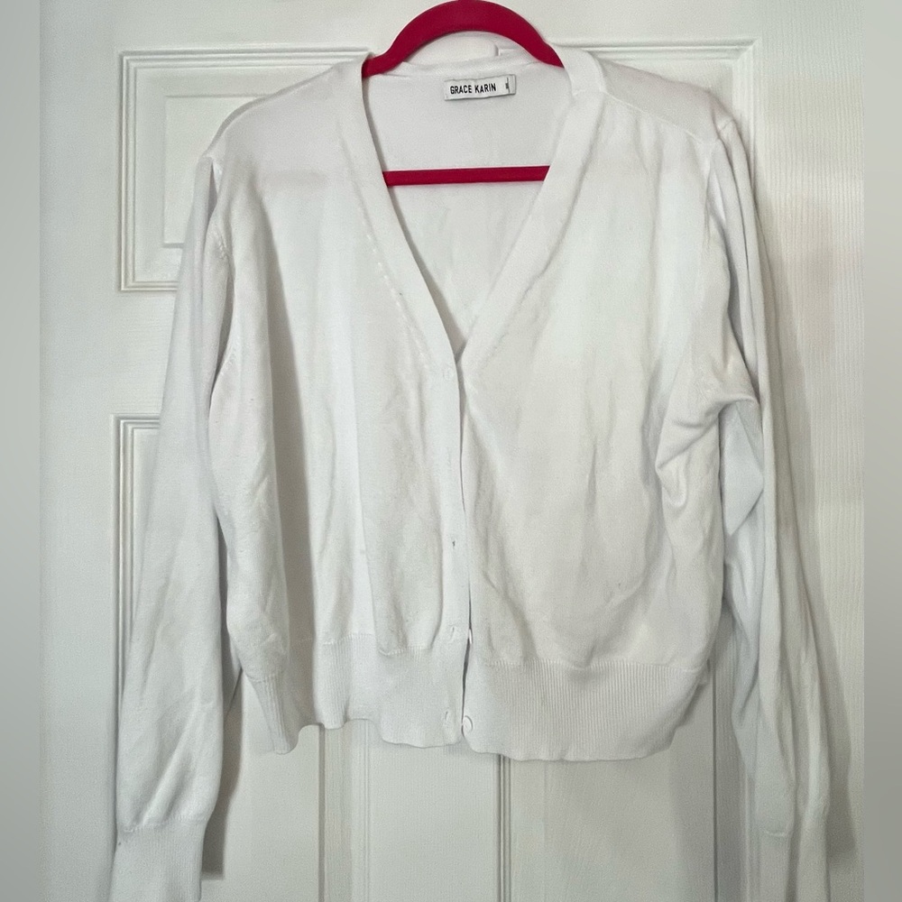 White cardigan
